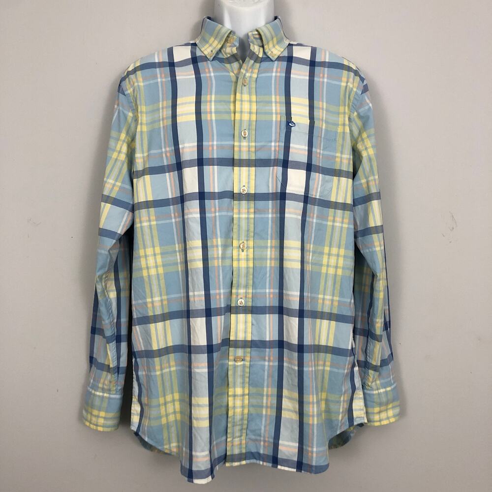 Southern Tide Performance Shirt Mens M Madras Plaid Breathable Utility Stretch